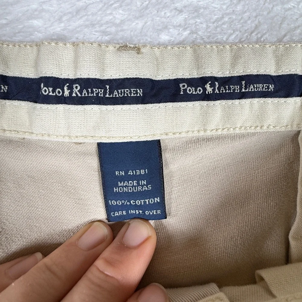 Polo Ralph Lauren Andrew Pant Mens 33/30  Beige Double Pleated Cuffed Cotton